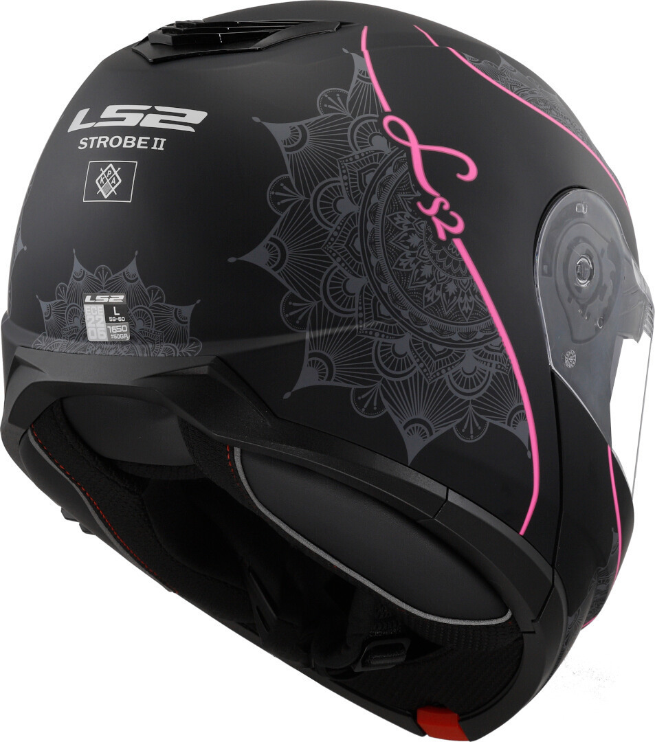 Side view of LS2 FF908 Strobe II Lux Helmet, black-pink, Size 3XL for Men