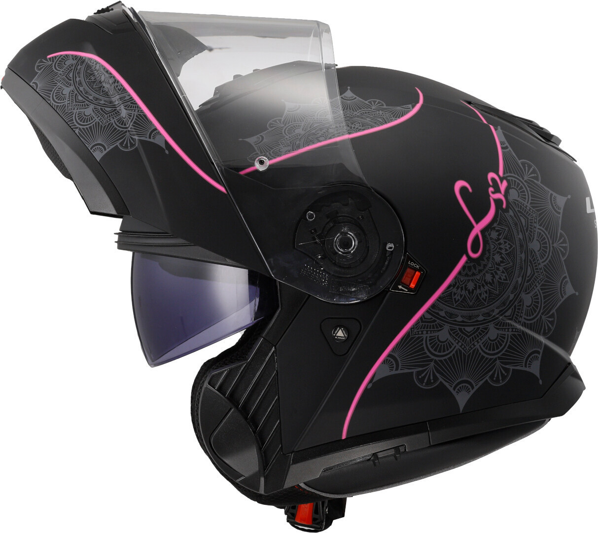 Side view of LS2 FF908 Strobe II Lux Helmet, black-pink, Size 3XL for Men