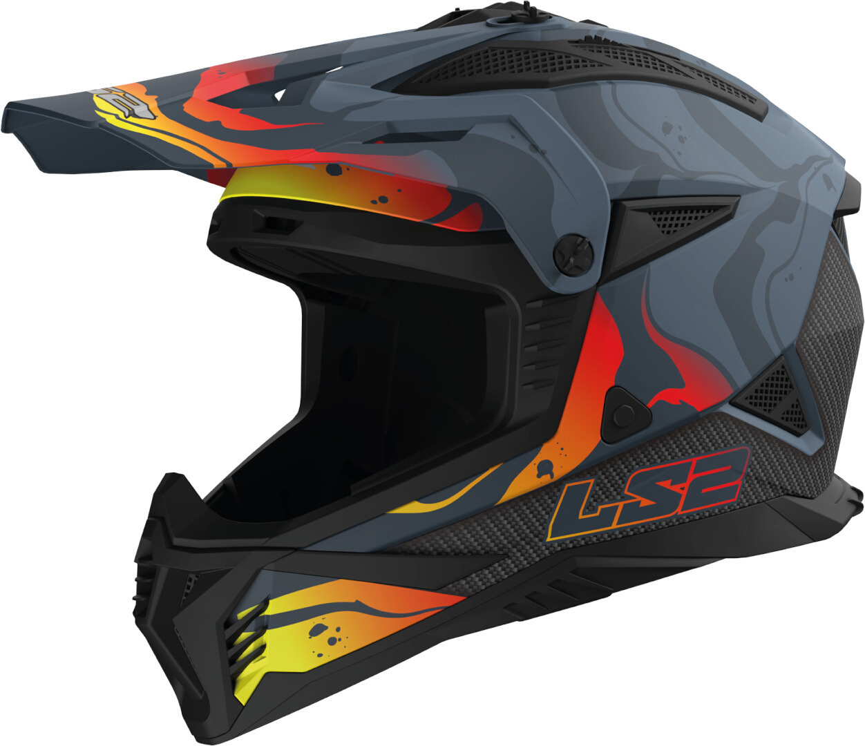 LS2 MX708 Fast II Wash Шлем для мотокросса Черный/Серый/Оранжевый XXL (63/64) 