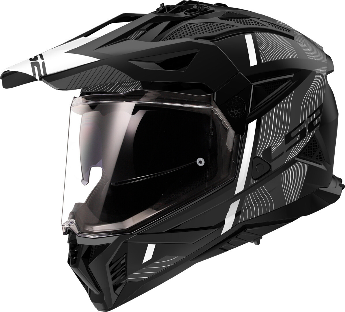 LS2 MX702 Pioneer Ii Hill Motocross Helmet, Black-White, Size Xs For Men