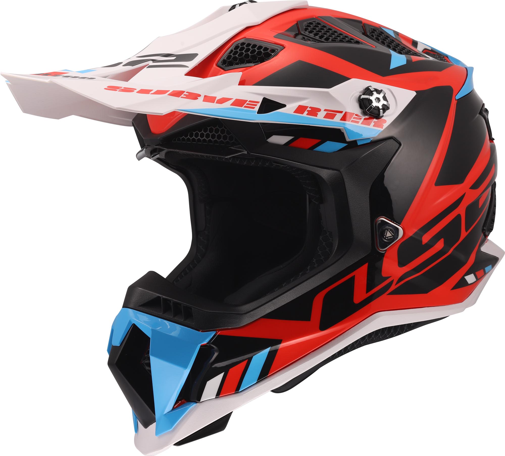 LS2 MX700 Subverter Evo Ii Stomp Motocross Helmet, White-Red-Blue, Size 2XL For Men