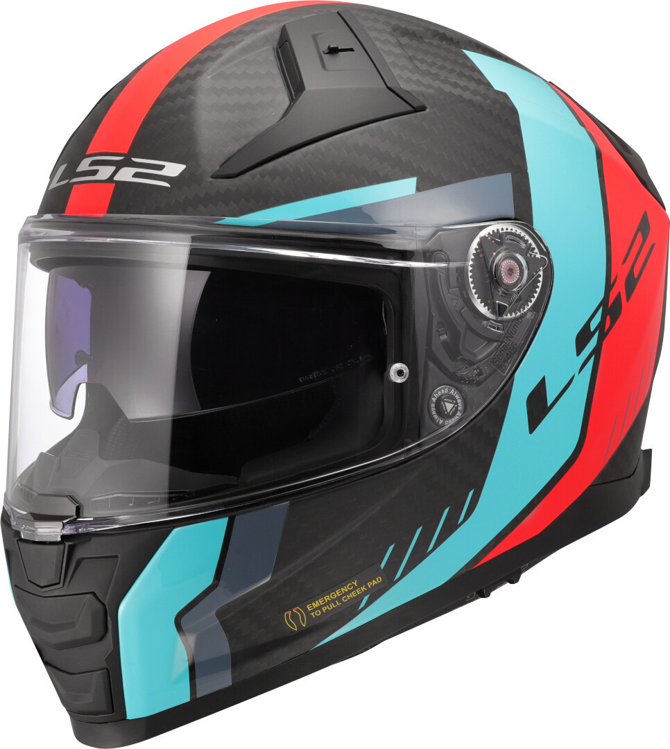 LS2 FF811 Vector II Carbon Grid Шлем матовый красный/бирюзовый 4XL (67/68) 
