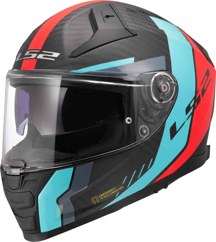 LS2 FF811 Vector II Carbon Grid Шлем матовый красный/бирюзовый S (55/56) 