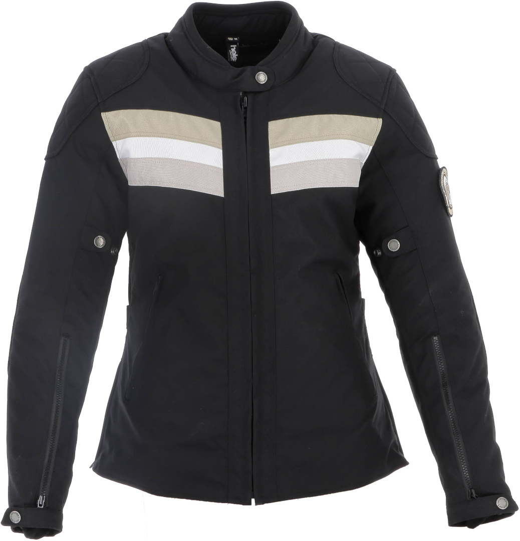 Helstons Corvette waterproof Ladies Motorcycle Textile Jacket, black-white, Size M for Women-image-946878163