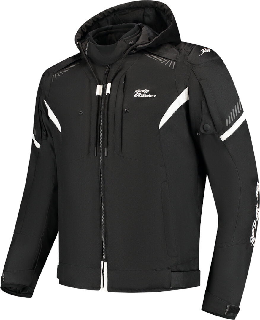 Rusty Stitches Dylan Veste textile imperméable à l’eau pour moto, noir-blanc, taille 3XL pour Hommes