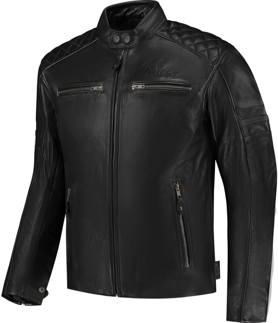Rusty Stitches Super Jari V2 Blouson en cuir de moto, noir, taille 8XL pour Hommes