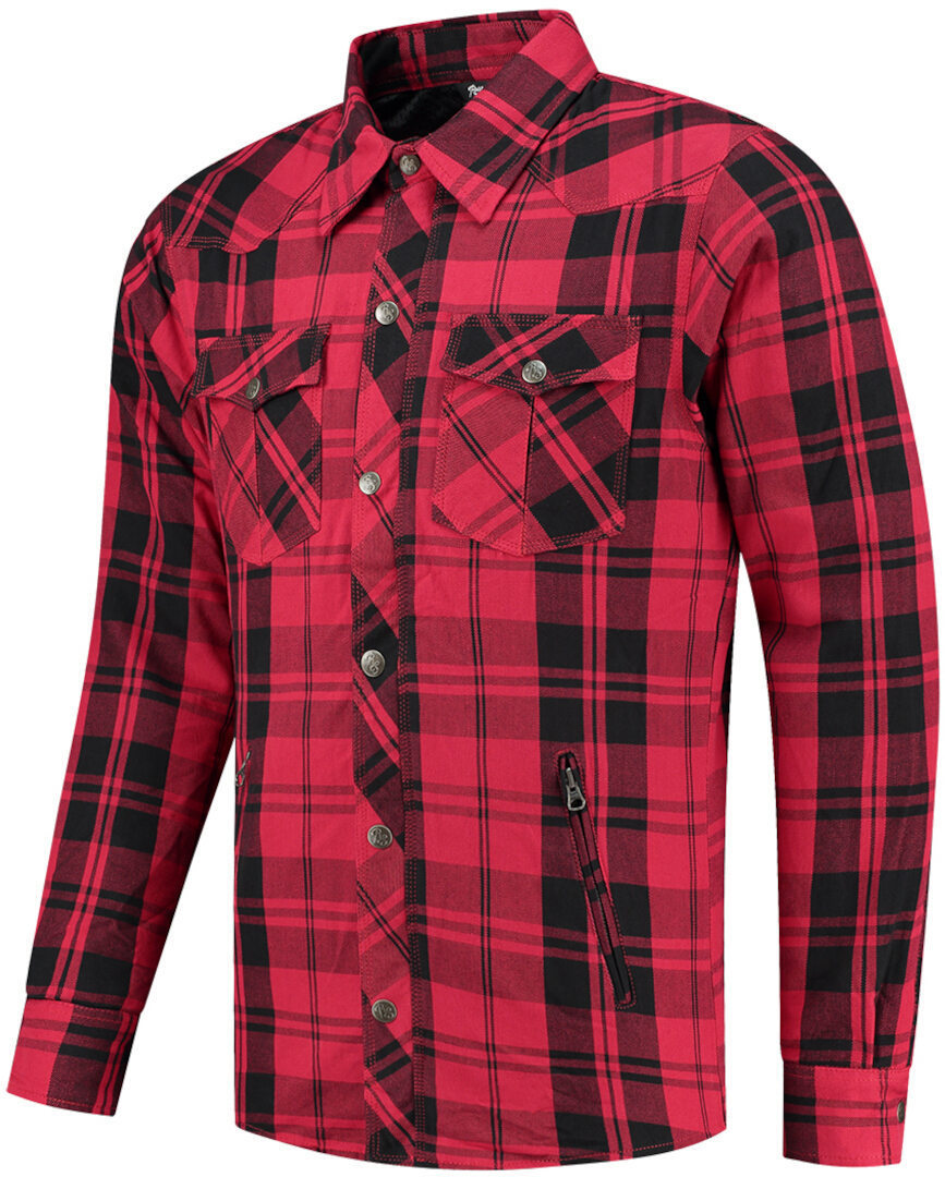 Rusty Stitches Super Neil Chemise de moto, noir-rouge, taille 8XL pour Hommes