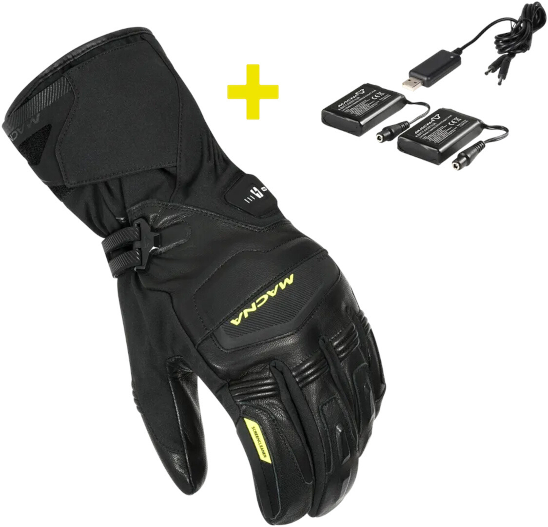 Macna Men's Black Azra Rtx Heatable Motorcycle Gloves Kit, For Medium