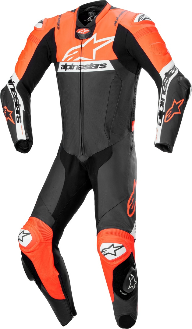 Alpinestars Missile V2 Ward перфорированный цельный мотоциклетный кожаный костюм Черный/Неоново-красный 48 