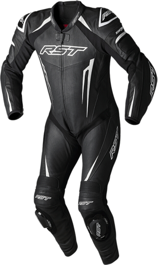RST Tractech EVO 5 Цельный мотоциклетный кожаный костюм Черный/Белый S 