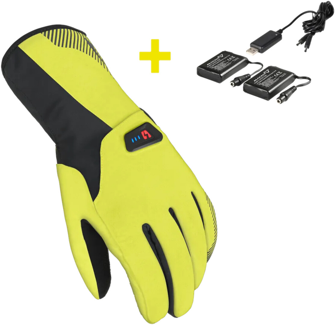 Macna Spark heatable Bicycle Gloves Kit, black-yellow, Size 3XL for Men-image-1342455387