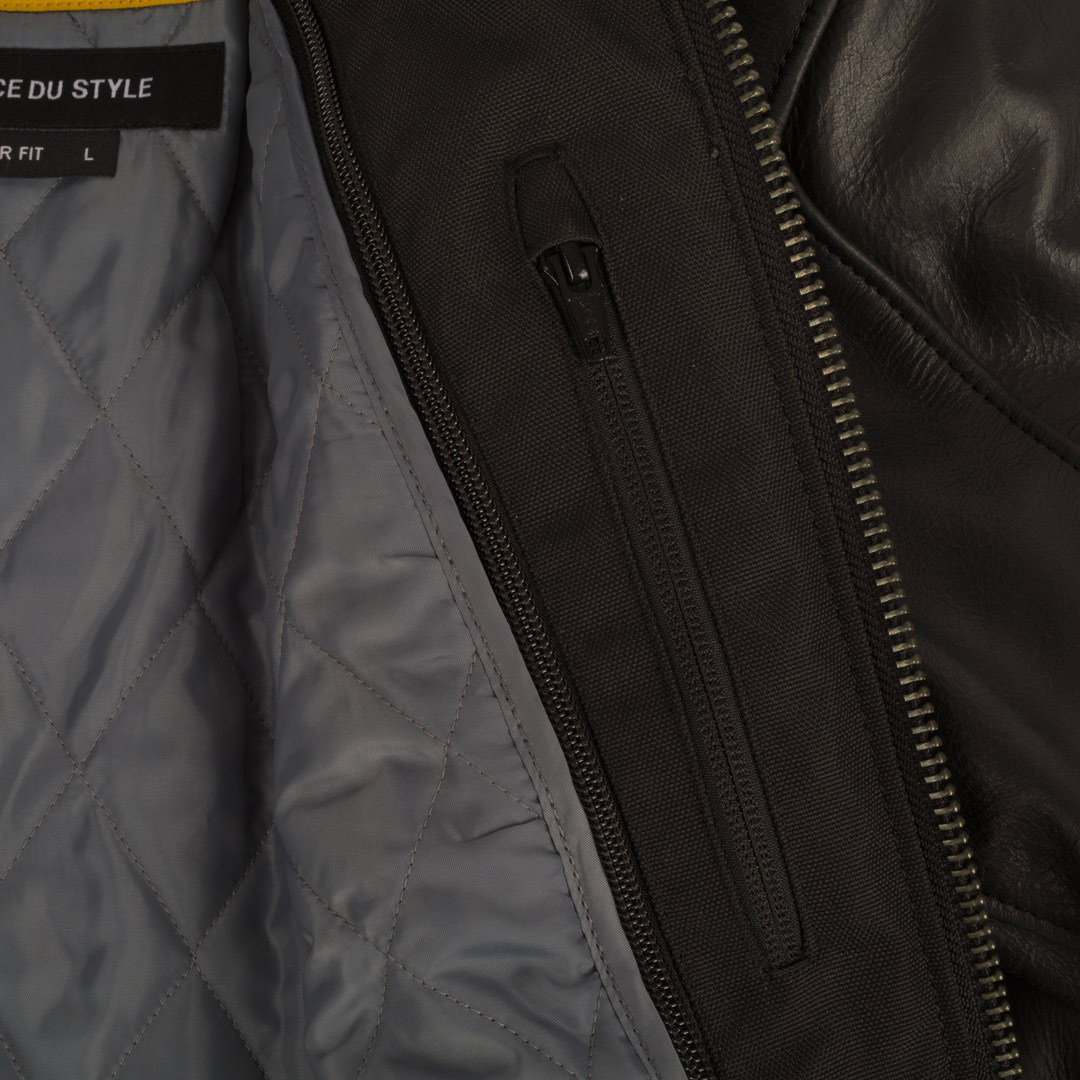 Side view of Segura Lewis Motorcycle Leather Jacket, black, Size XL for Men