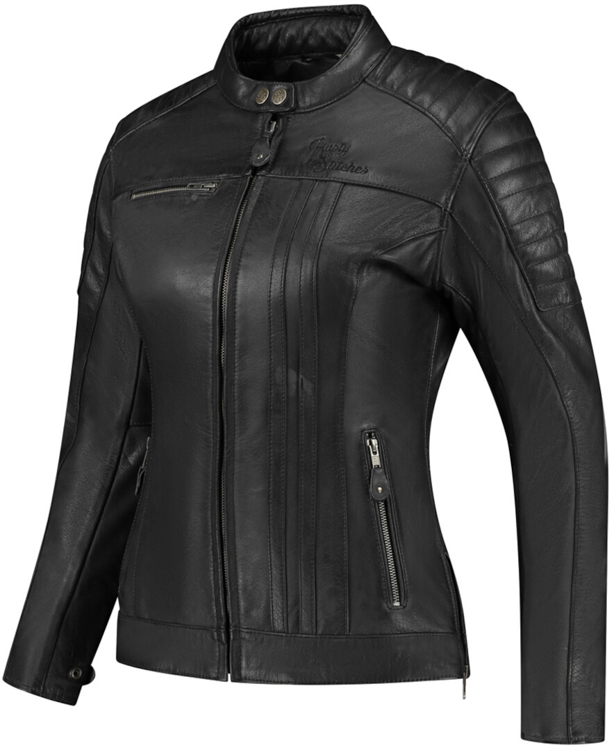 Rusty Stitches Alice Veste en cuir de moto pour femmes, noir, taille 36