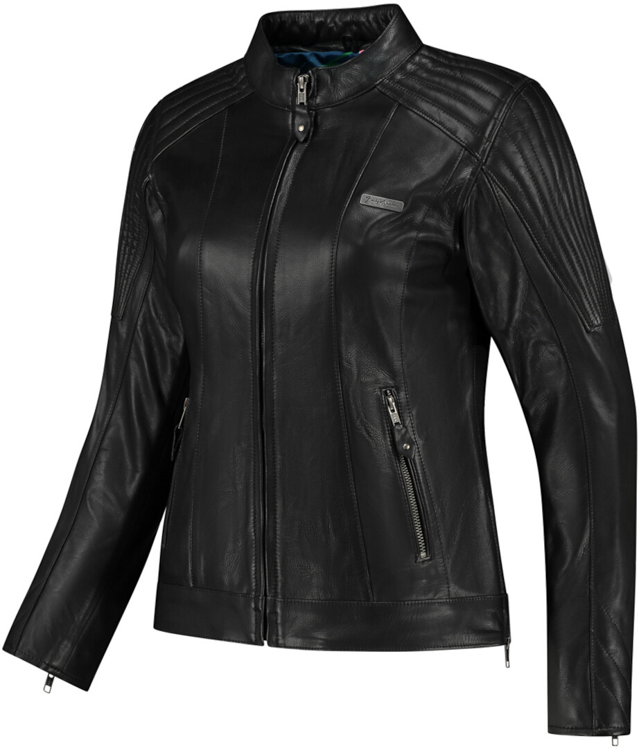 Rusty Stitches Iris Veste en cuir de moto pour femmes, noir, taille 46