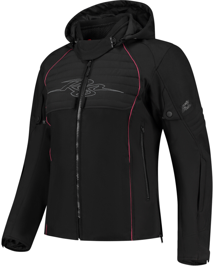 Rusty Stitches Naomi Veste textile imperméable à l’eau pour dames de moto, noir-rose, taille 46 pour Femmes