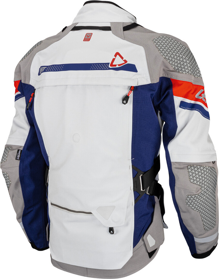 Side view of Leatt ADV DriTour 7.5 waterproof Motorcycle Textile Jacket, grey-red-blue, Size 3XL for Men