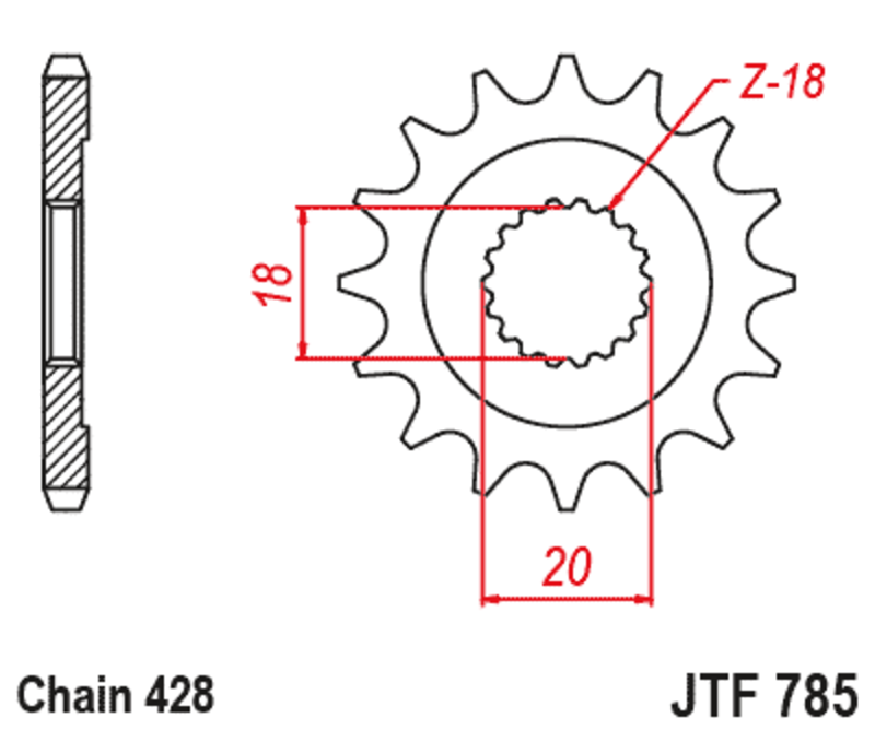 JT SPROCKETS Pignon acier standard - 428