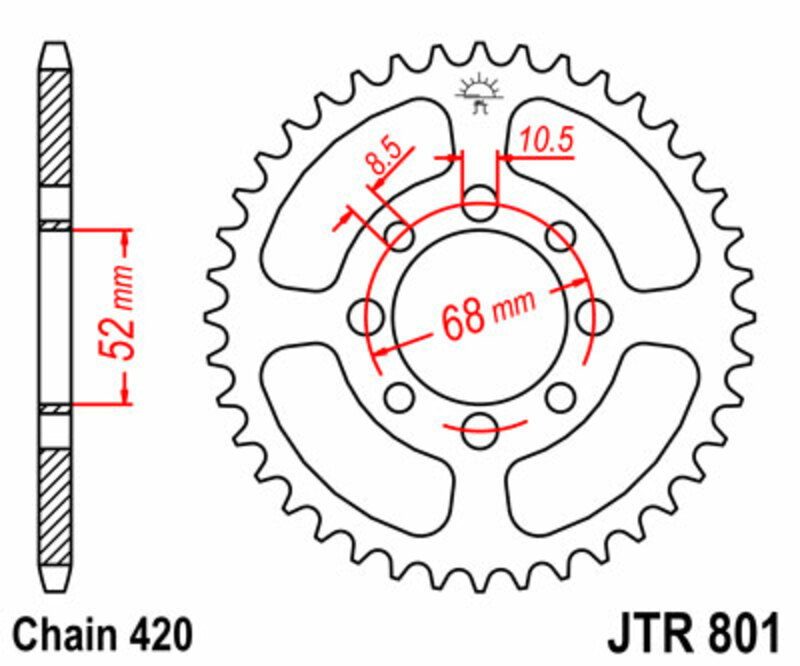 JT SPROCKETS スチール標準リアスプロケット 801 - 420