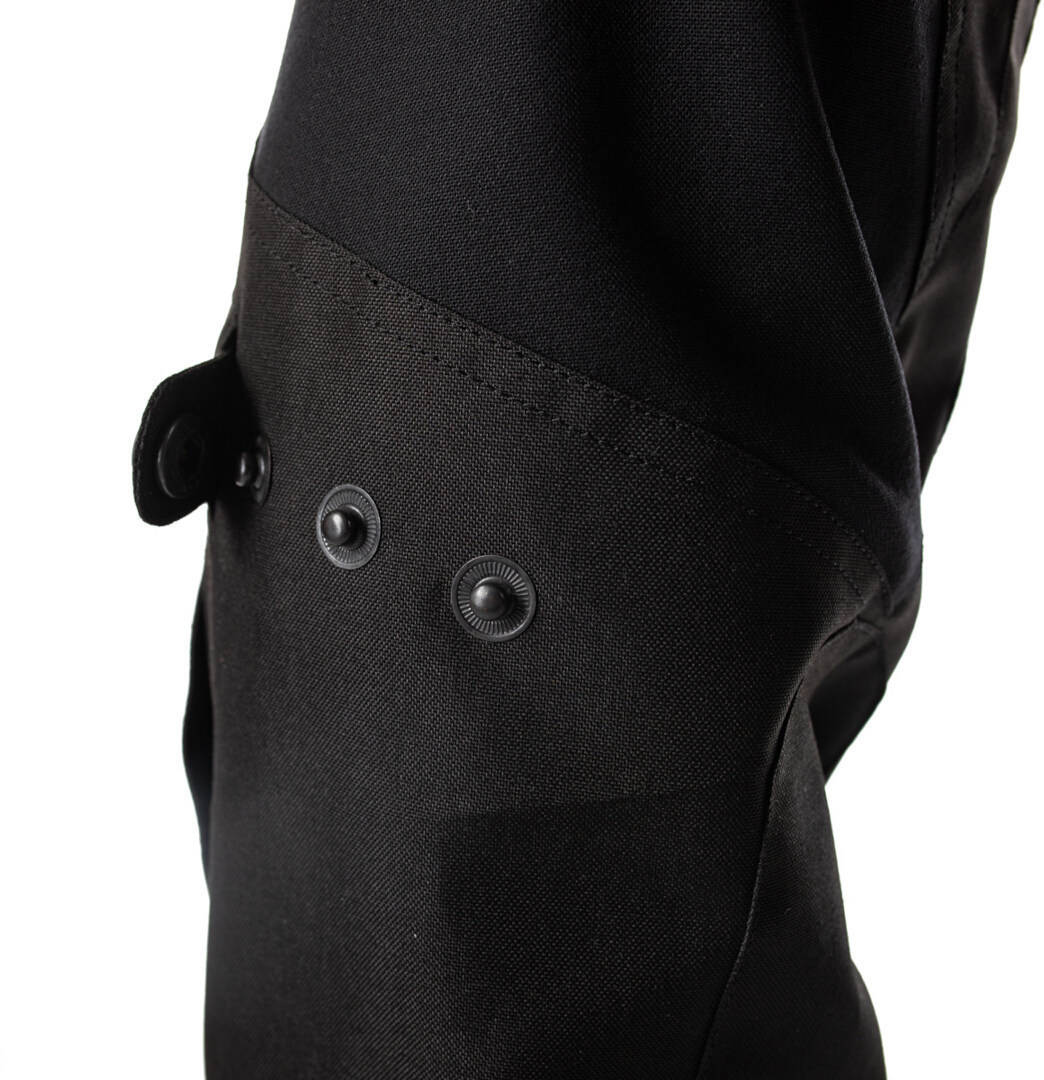 Side view of Rusty Stitches Cliff Waterproof Motorcycle Textile Pants, black-grey-red, Size 4XL for Men