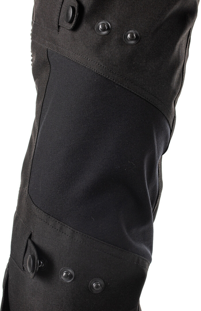 Side view of Rusty Stitches Cliff Waterproof Motorcycle Textile Pants, black-grey-red, Size 4XL for Men
