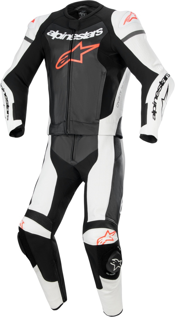 Alpinestars GP Force Lurv перфорированный мотоциклетный кожаный костюм из двух частей Черный/белый/неоновый красный 50 