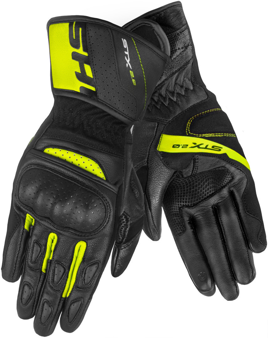 Side view of SHIMA STX 2.0 perforated Motorcycle Gloves, black-yellow, Size 3XL for Men