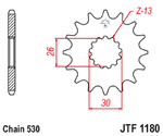 JT SPROCKETS Pignon acier anti-bruit 1180 - 530