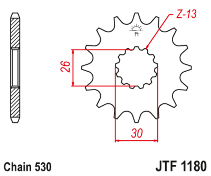 JT SPROCKETS Stahl Geräuschfreies Ritzel 1180 - 530