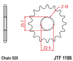 JT SPROCKETS Stahl Geräuschfreies Ritzel 1186 - 525