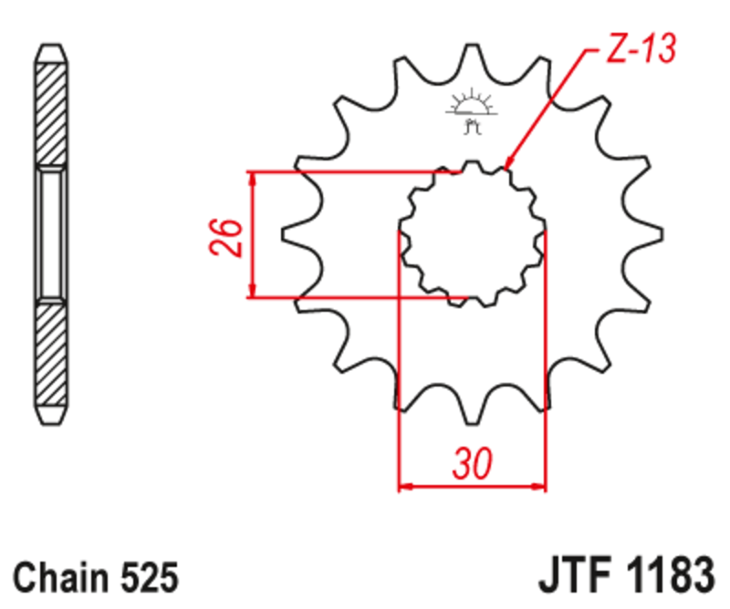 JT SPROCKETS Piñón delantero de acero silencioso 1183 - 525