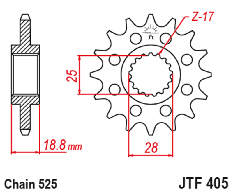 Jt Sprockets Unisex Steel Noise-Free Front Sprocket 405 - 525