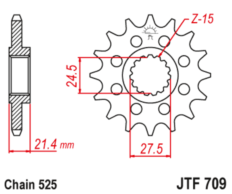 Jt Sprockets Unisex Steel Noise-Free Front Sprocket 709 - 525