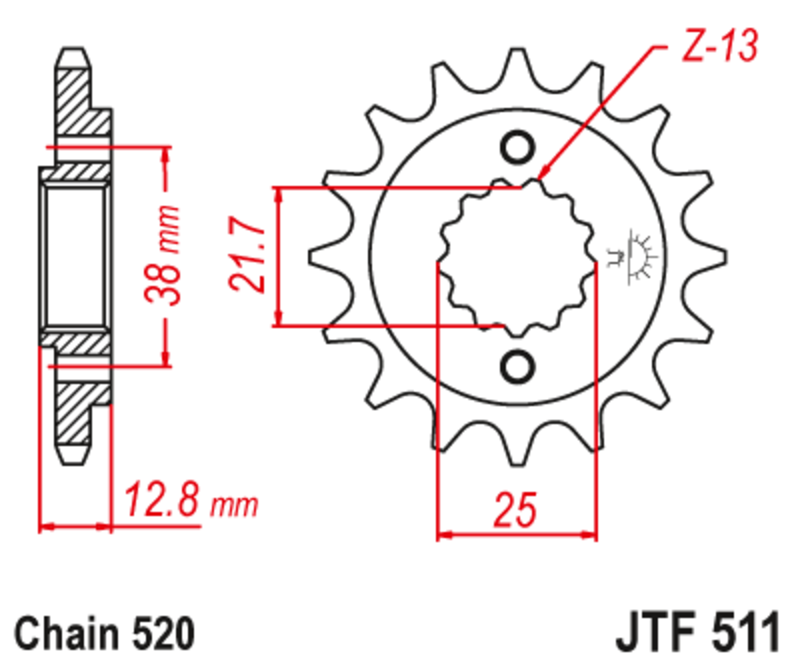 JT SPROCKETS スチールノイズフリーフロントスプロケット - 520