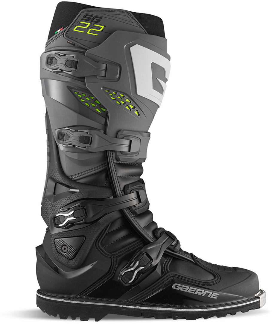 Side view of Gaerne SG22 Gore-Tex Enduro Motocross Boots, grey, Size 44 for Men
