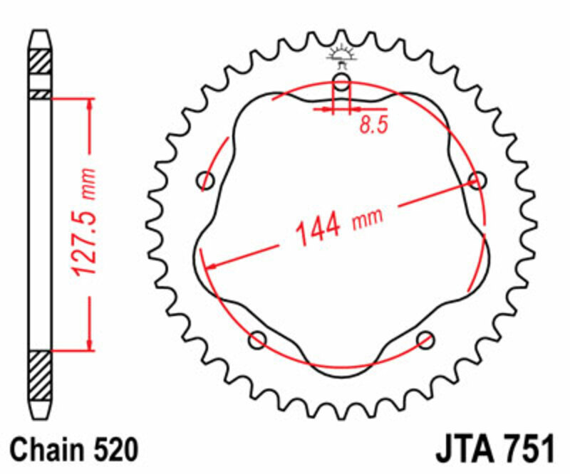 JT SPROCKETS Couronne acier standard - 520 - Nécessite un porte couronne