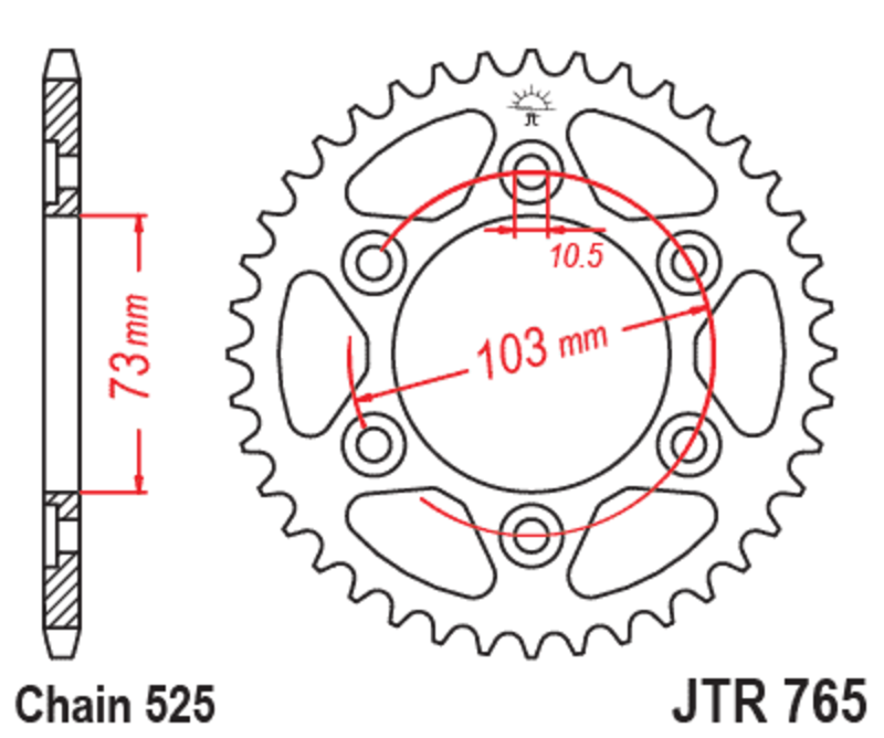 JT SPROCKETS Couronne Acier Standard - 530