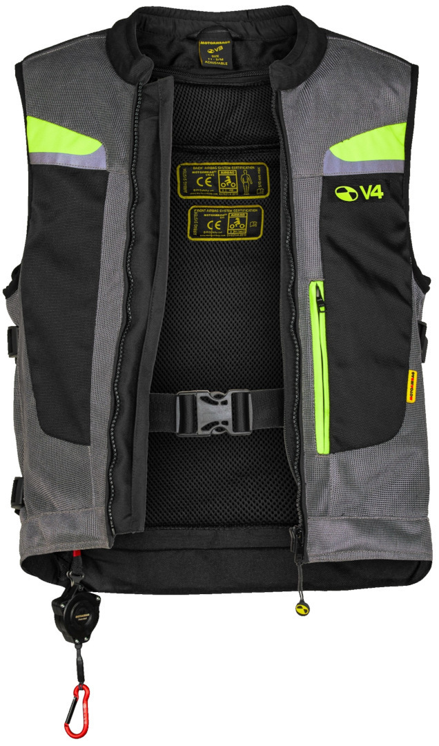Side view of Motoairbag MAB v4 Airbag Vest, black-grey-yellow, Size 2XL 3XL for Men