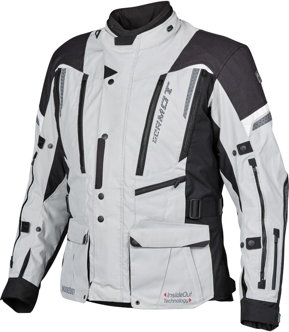 Germot InsideOut Blouson textile de moto, noir-gris, taille 3XL pour Hommes