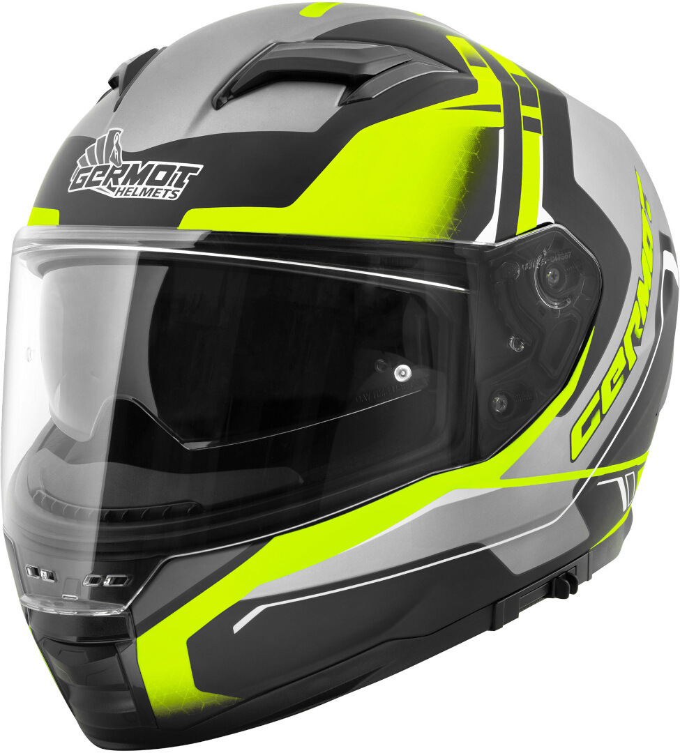 Germot GM 350 Dekor Casque, noir-gris-jaune, taille XL pour Hommes