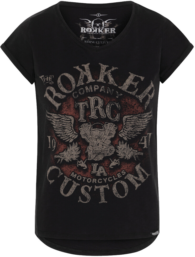 Rokker Custom T-shirt pour dames, noir, taille XS pour Femmes