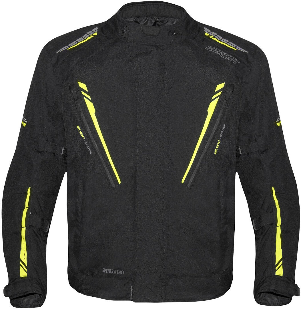 Germot Spencer Evo Big Size veste textile de moto imperméable, noir-jaune, taille M pour Hommes