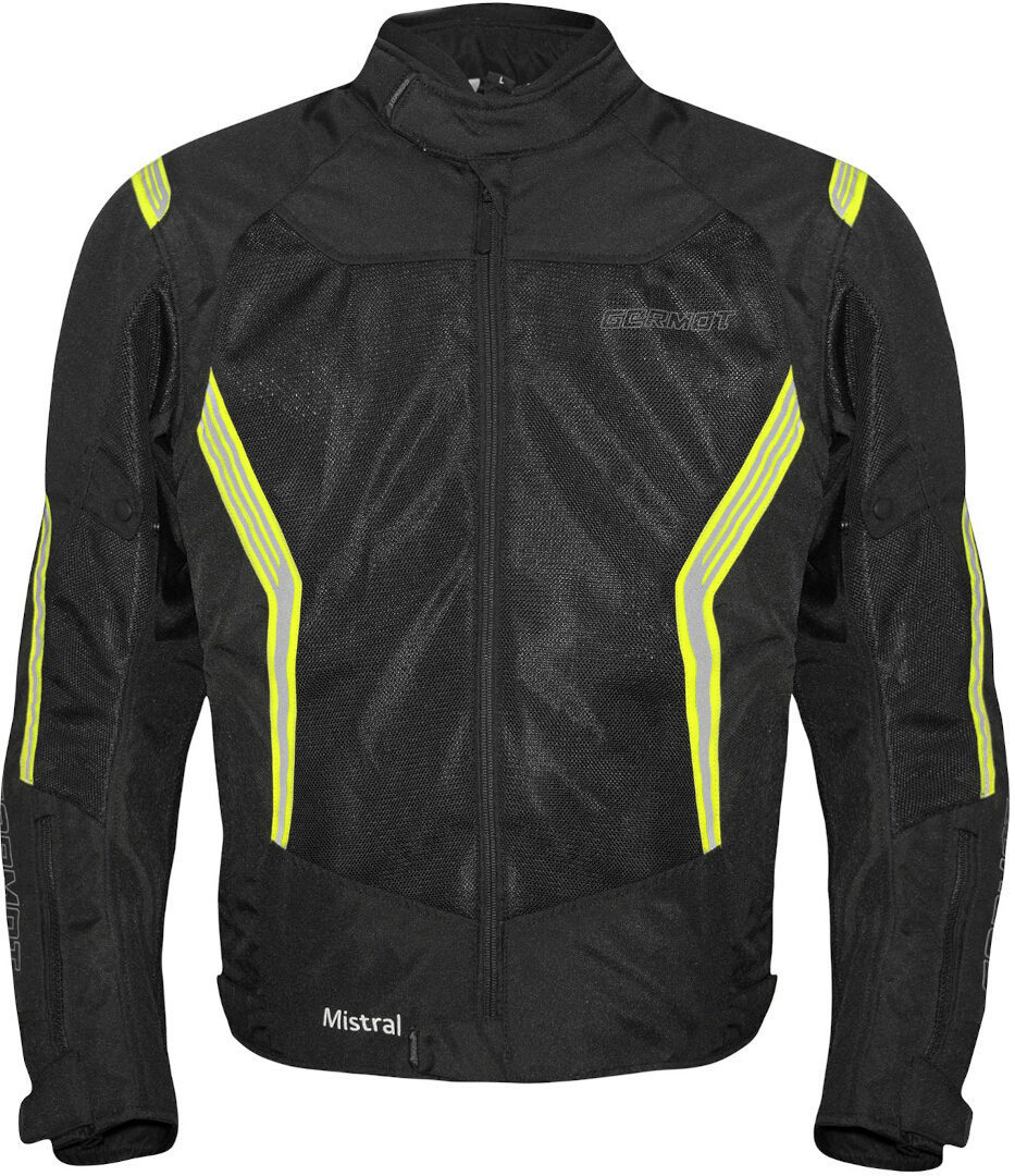 Germot Mistral Blouson textile de moto, noir-jaune, taille 2XL pour Hommes