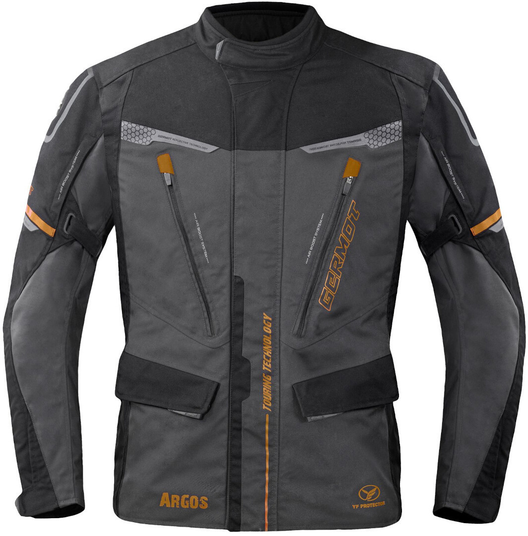 Germot Argos wasserdichte Motorrad Textiljacke, schwarz-grau-braun, Größe L