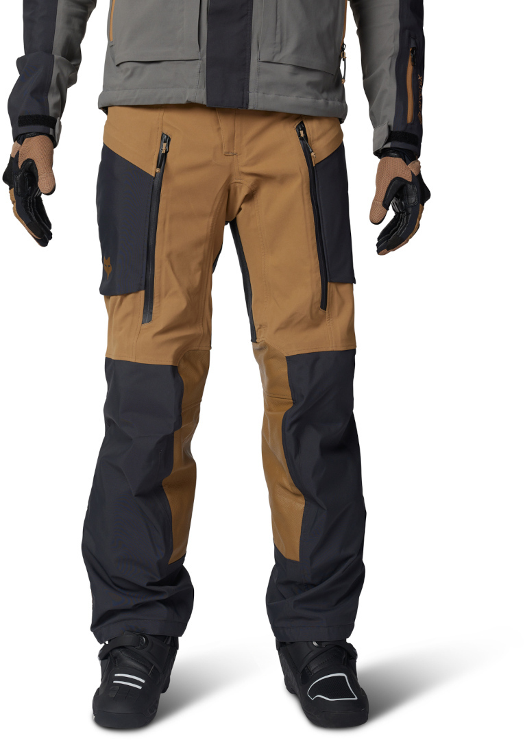 Side view of FOX Ranger GORE-TEX ADV Motorcycle Textile Pants, black-grey-brown, Size 44 for Men