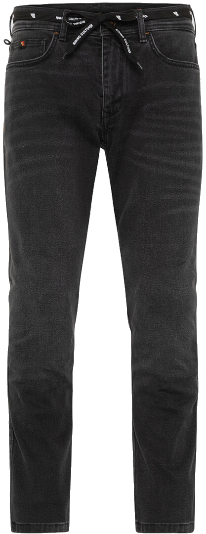 Riding Culture Tapered Slim Black Motorcycle Jeans, Size 34 For Men