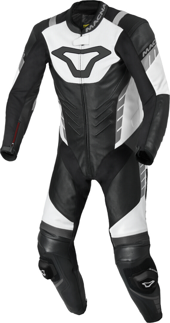 Macna Varshall perforated One Piece Motorcycle Leather Suit, black-white, Size 50 for Men-image-878450923