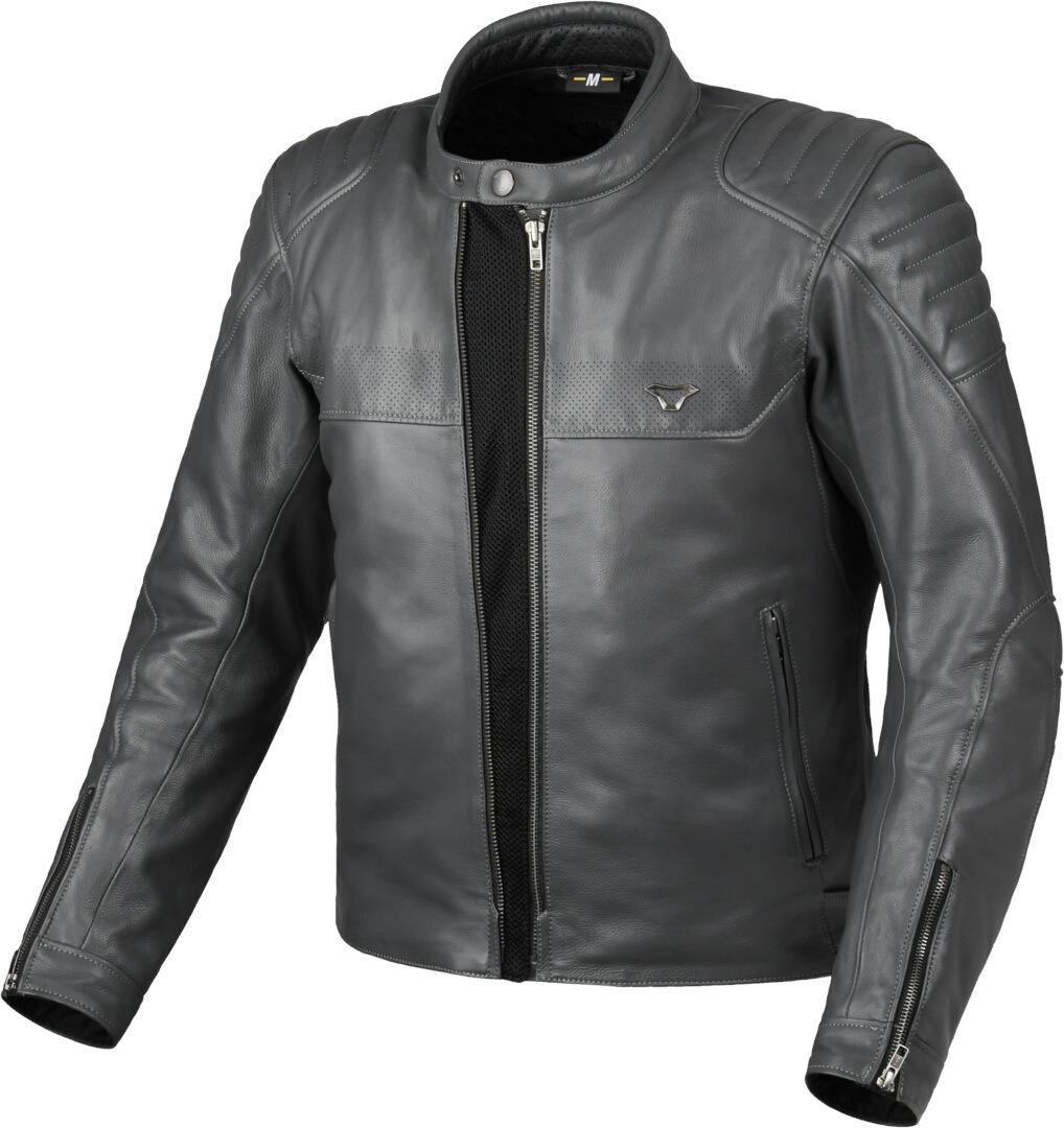 Side view of Macna Lance 2.0 perforated Motorcycle Leather Jacket, grey, Size 56 for Men
