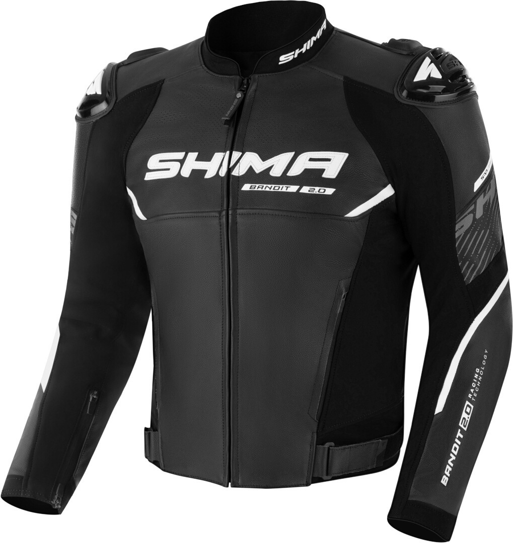 SHIMA Bandit 2.0 перфорированная мотоциклетная кожаная куртка Черный/Белый 52 