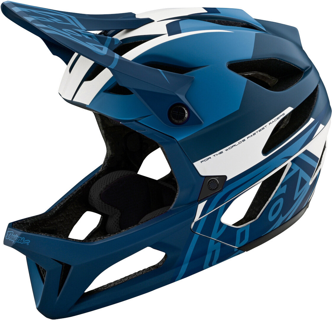 Troy Lee Designs Stage MIPS Vector Downhill Helm, weiss-türkis-blau, Größe M L