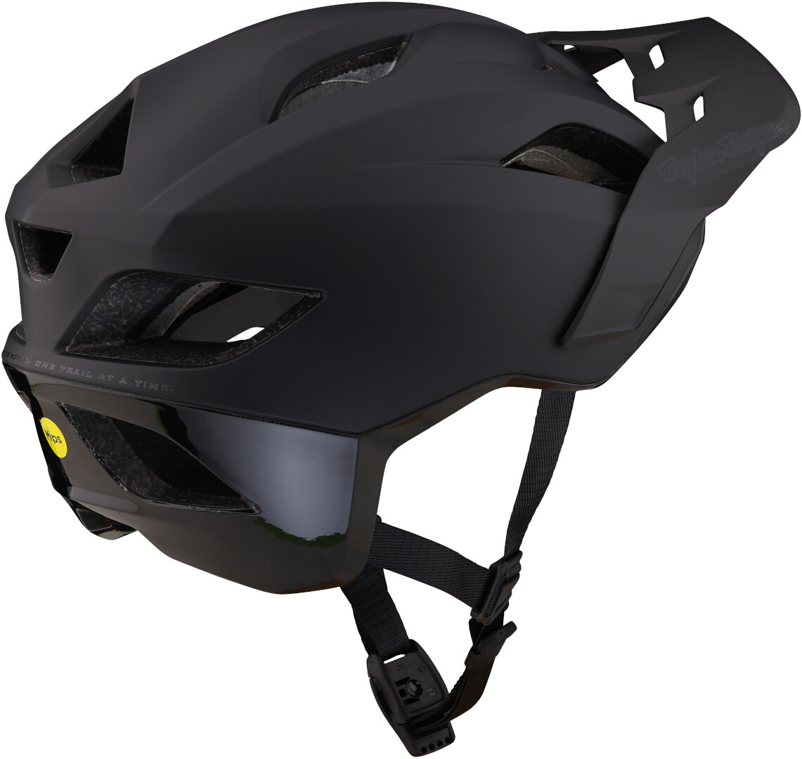 Side view of Troy Lee Designs Flowline SE MIPS Stealth Bicycle Helmet, black for Men
